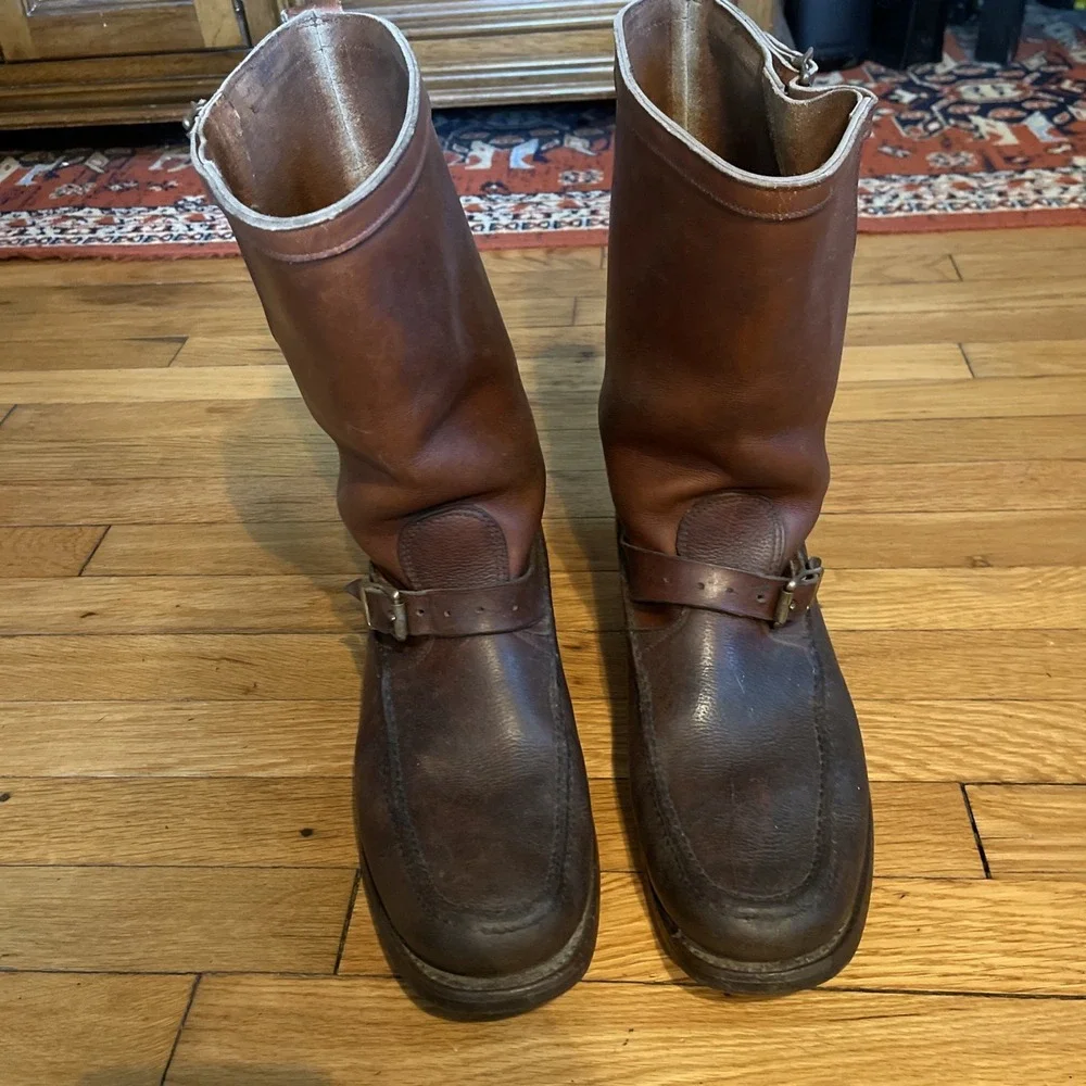 Vintage Men's Gokey Classic Bison Boot Hunting Snake Boots Brown Bison Leather